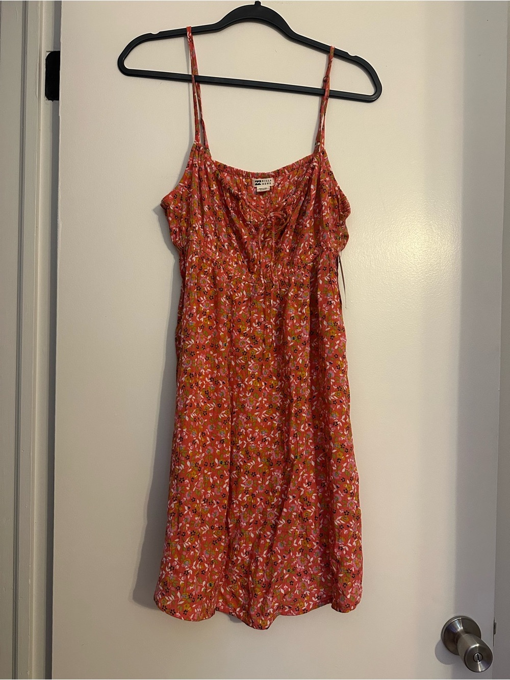 BillaBong Pink Floral Mini Dress Tie Front